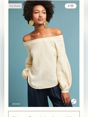 Anthropologie Clotille Off-The-Shoulder Stripped Blouse Size 10